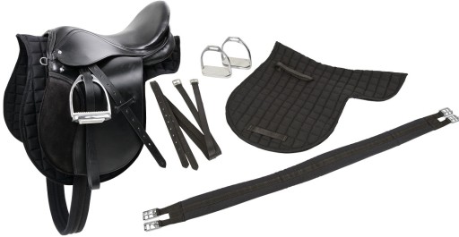 [32197] Selle mixte équipée cheval noire, 17,5''