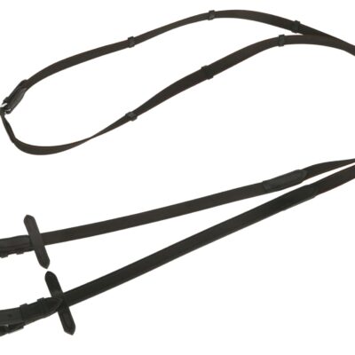 [3222118] Rênes en caoutchouc antidérapa noires/marron, cheval, 15 mm