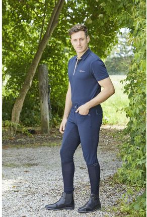 Pant.équit. Techno II hommes bleu foncé, t. 52 basane genou