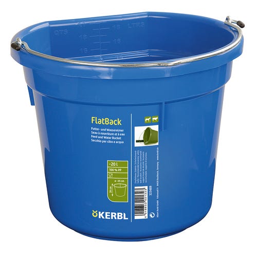 Mangeoire FlatBack plastique bleu, 20L
